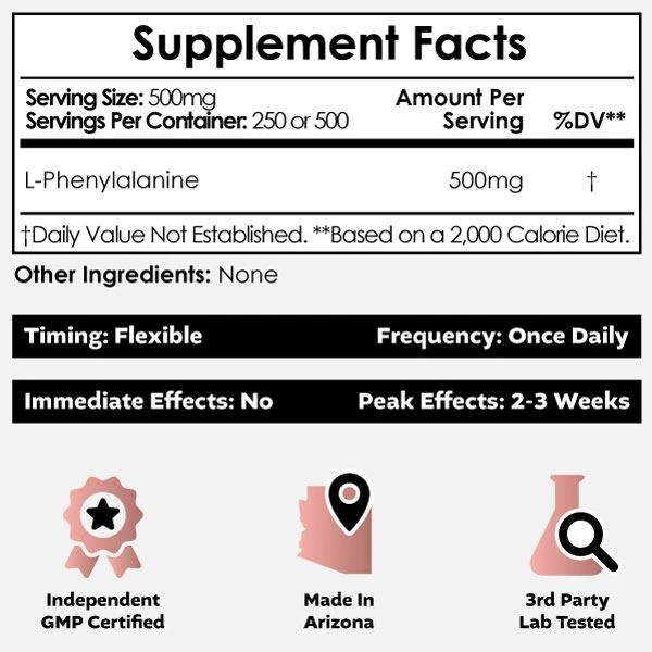 Buy L-Phenylalanine Powder Europe, Supports Healthy Mood Balance, Supports Cognitive Function, Supports Mental Energy Production, Supports Attention & Focus