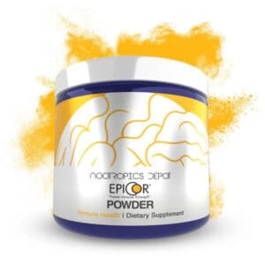 Buy EpiCor Powder online Europe, Clinically studied whole food fermentate that supports immune function through gut health and natural killer cell activity.Nootropics Epicor Powder container for immune health supplement.